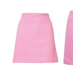 Tibi vintage wool pink checkered mini skirt